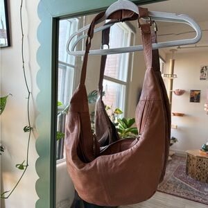 Free People Tan Leather Hobo Bag